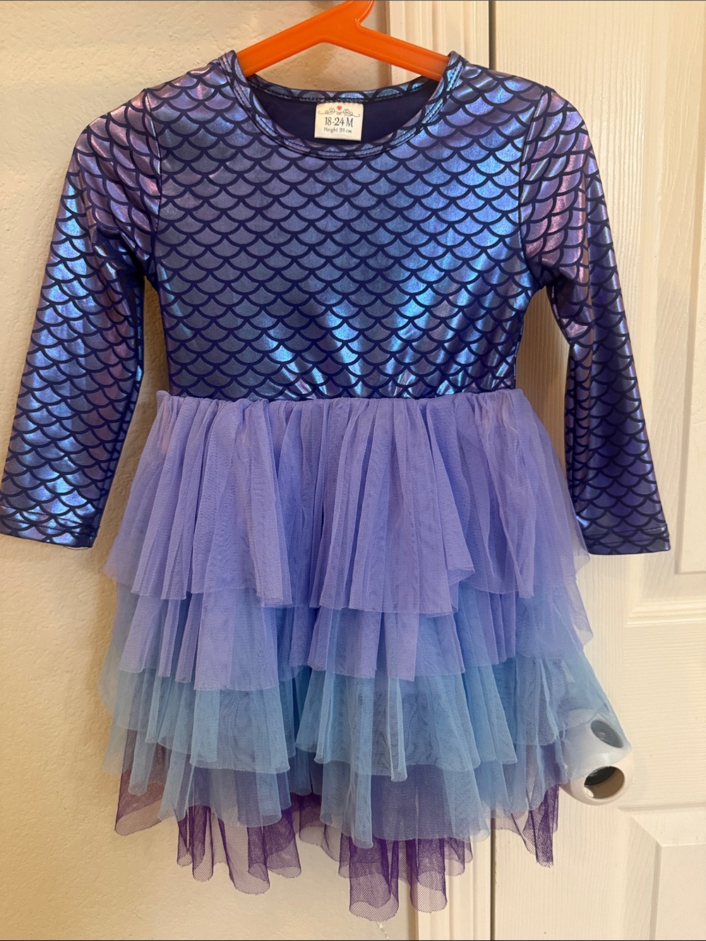Toddler’s Colorful Metallic Mermaid Tutu Dress - Purple & Blue Shimmer, 18-24 MO